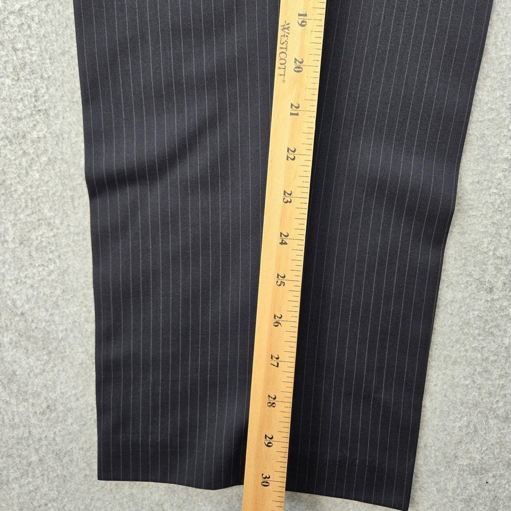 Ralph Lauren Suit Pants Mens 36x30 Black Striped Polyester Rayon Belted - Picture 4 of 10